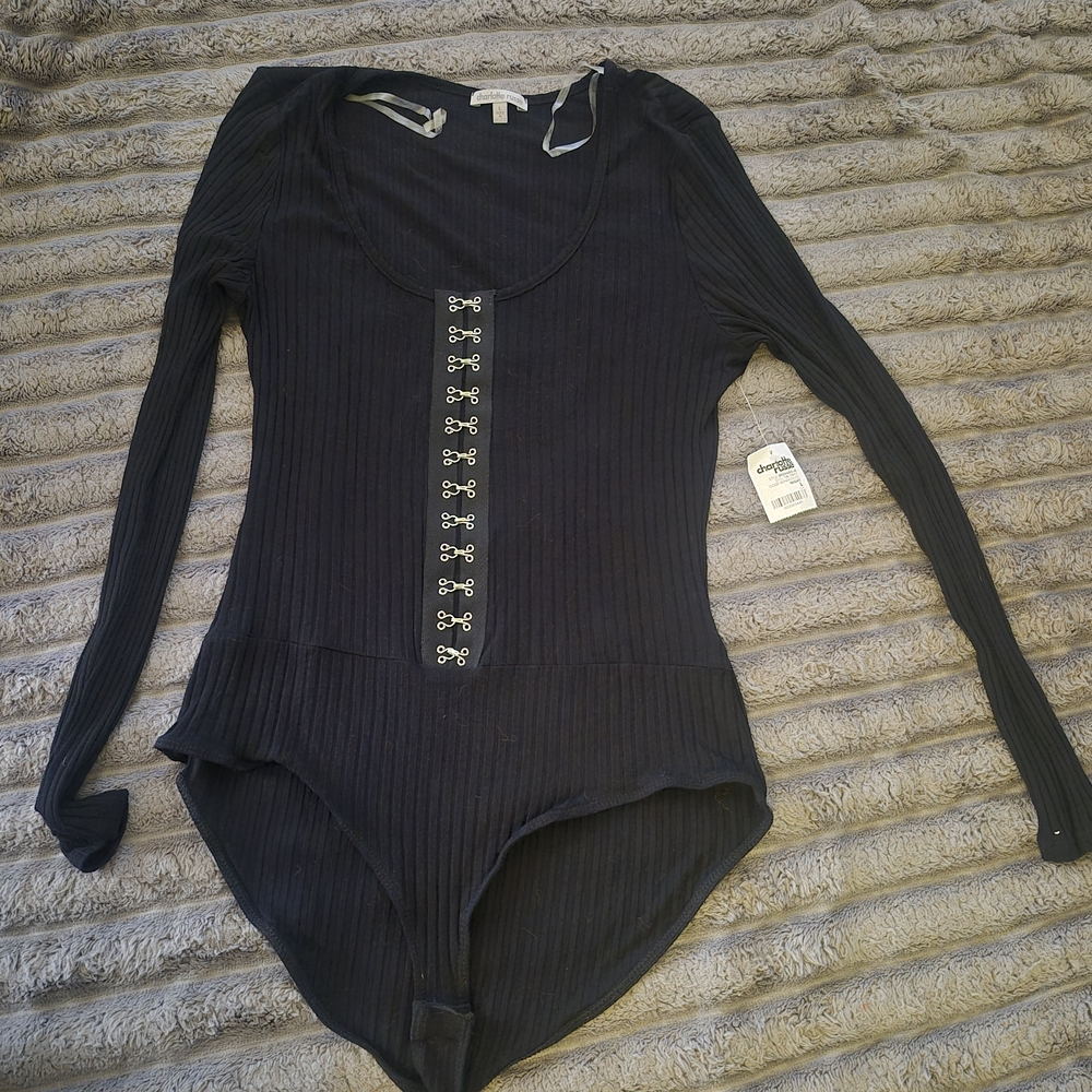 Charlotte Russe Black Top with Ribbon Detail